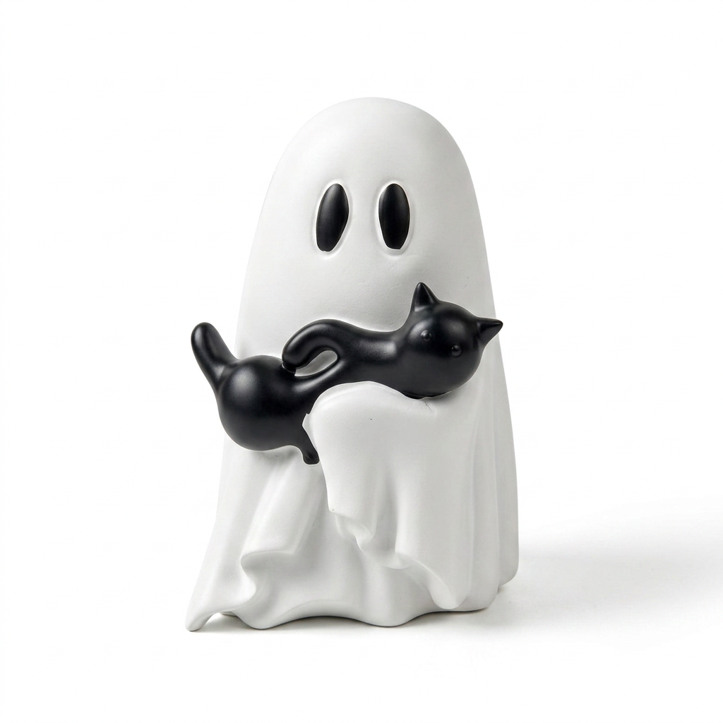 Ghost Cat Halloween Decoration (Small Size B)- Cute Desktop Ornament for Party