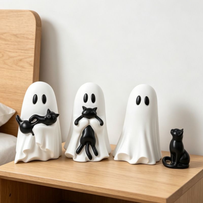Ghost Cat Halloween Decoration (Small Size B)- Cute Desktop Ornament for Party view 8