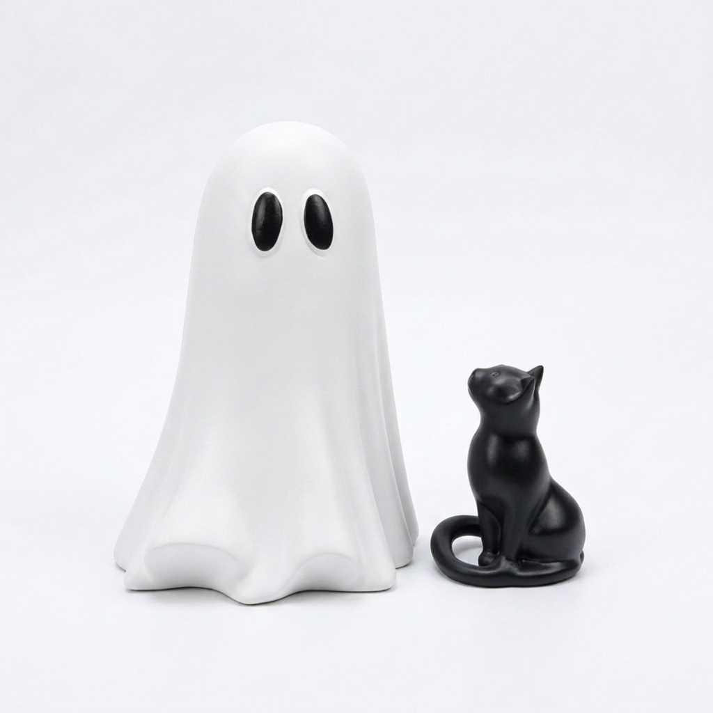 Ghost Cat Halloween Decoration (Large Size C)- Cute Desktop Ornament for Party