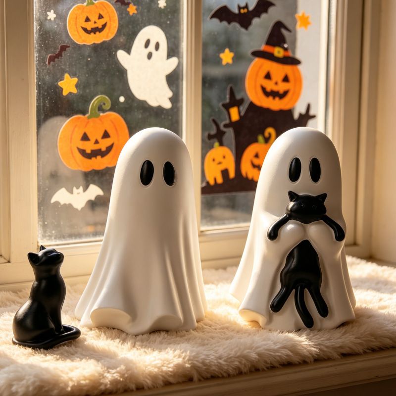 Ghost Cat Halloween Decoration (Large Size C)- Cute Desktop Ornament for Party view 7