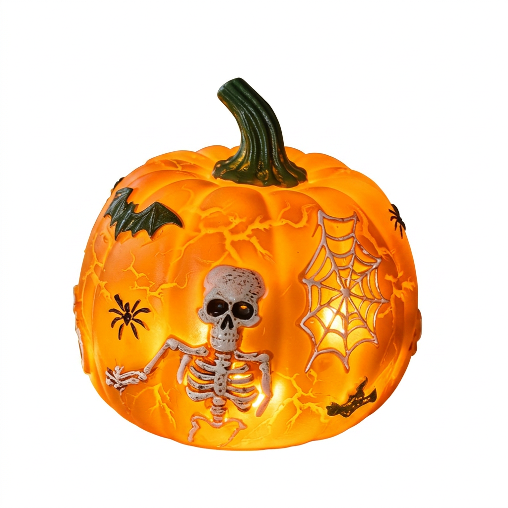 Halloween Pumpkin Light Decoration with Skull Design