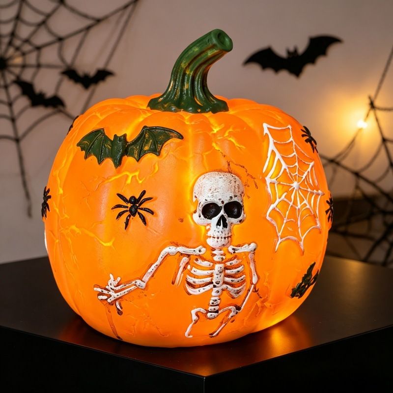 Halloween Pumpkin Light Decoration with Skull Design view 2