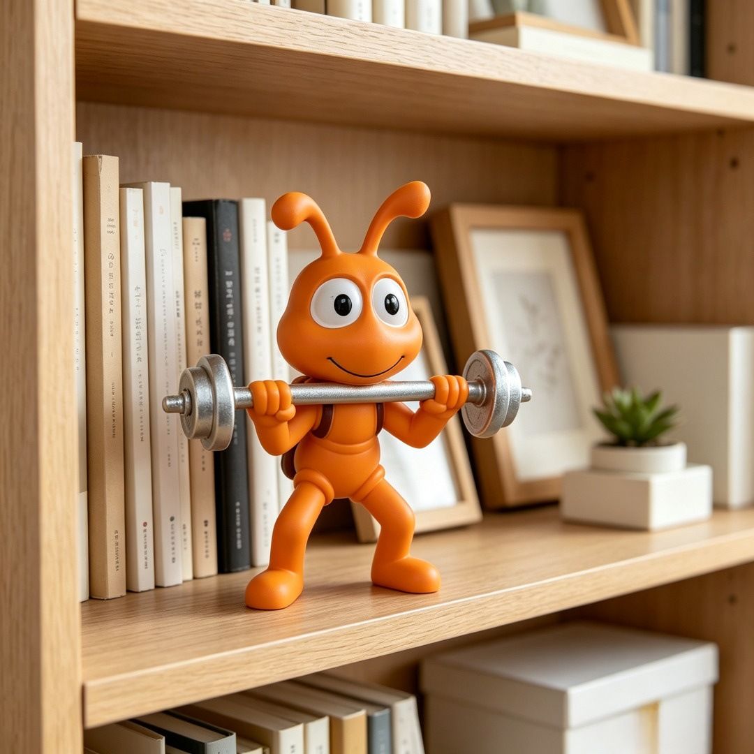 Cartoon Ant Figurine Desk Decor- Weightlifting Ants-Home Office Desk Decoration view 2