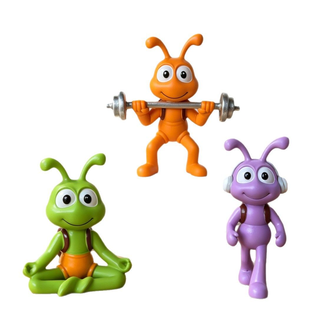 Cartoon Ant Figurine Desk Decor- Weightlifting Ants-Home Office Desk Decoration view 7