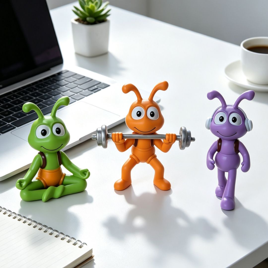 Cartoon Ant Figurine Desk Decor- Meditating Ants -Home Office Desk Decoration view 4