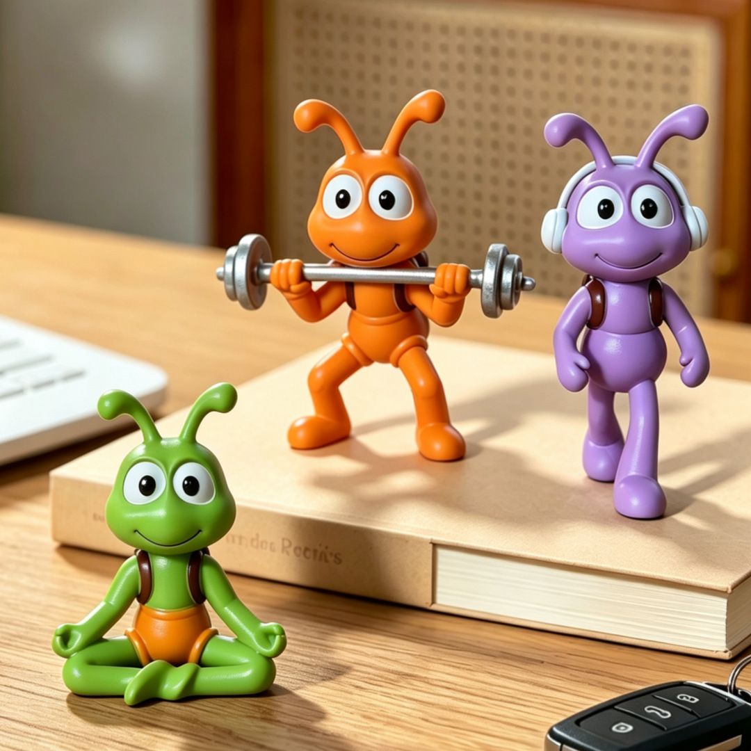 Cartoon Ant Figurine Desk Decor- Musical Strolling Ants-Home Office Desk view 3