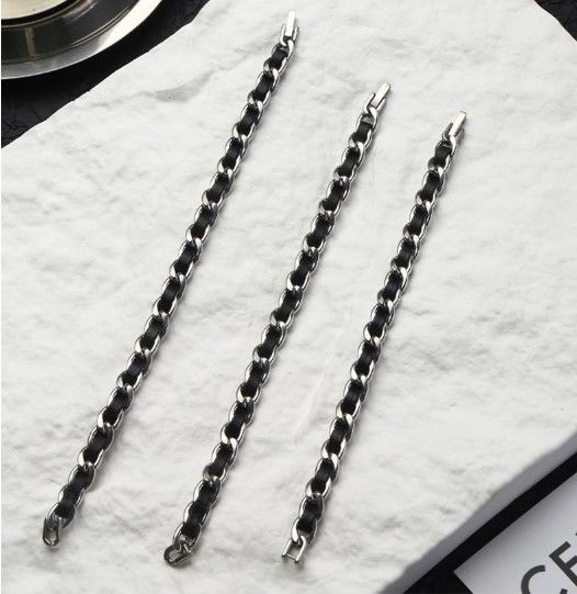 Men's Titanium Steel Bracelet(19cm)- Black and Silver-Tone Chain Link Wrist view 6