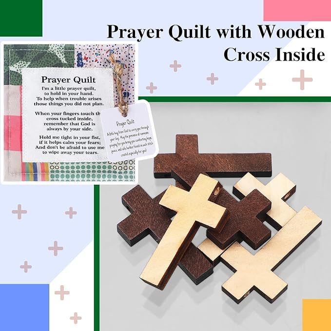 6-Piece Pocket Prayer Quilts with Cross Inside (Style 2) - Mini Cloth and view 4