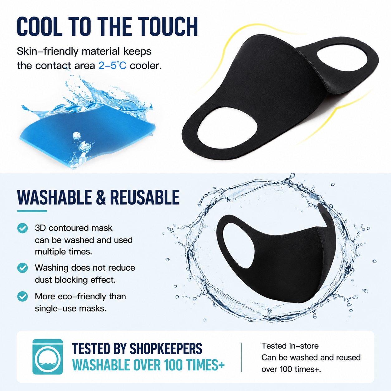 Summer Reusable Ice Silk Cooling Face Mask - Breathable 3D Mesh Design with view 3