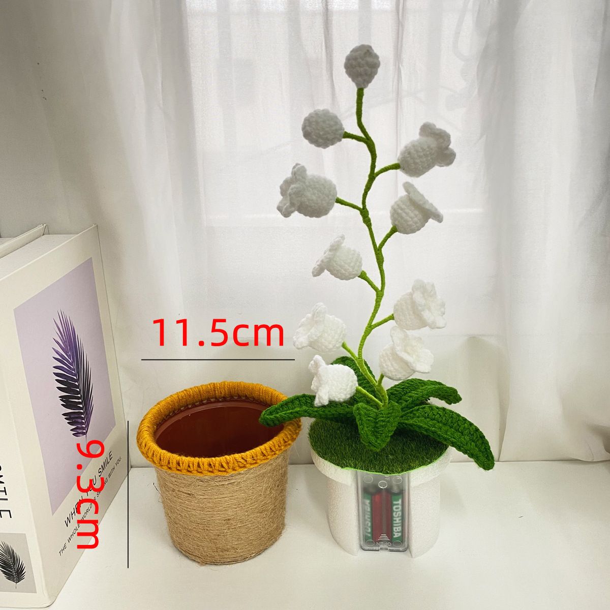 Blue Crochet Single Lily of the Valley Night Light - Handmade Cotton Yarn LED view 6