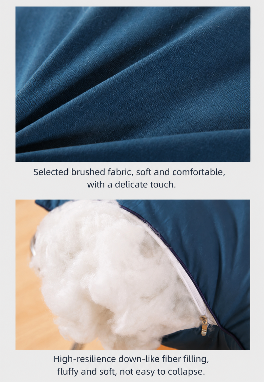 2 Pack Navy Blue Medium Bed Pillows with Washable Zip Cover Set (48 x 74 cm) view 3