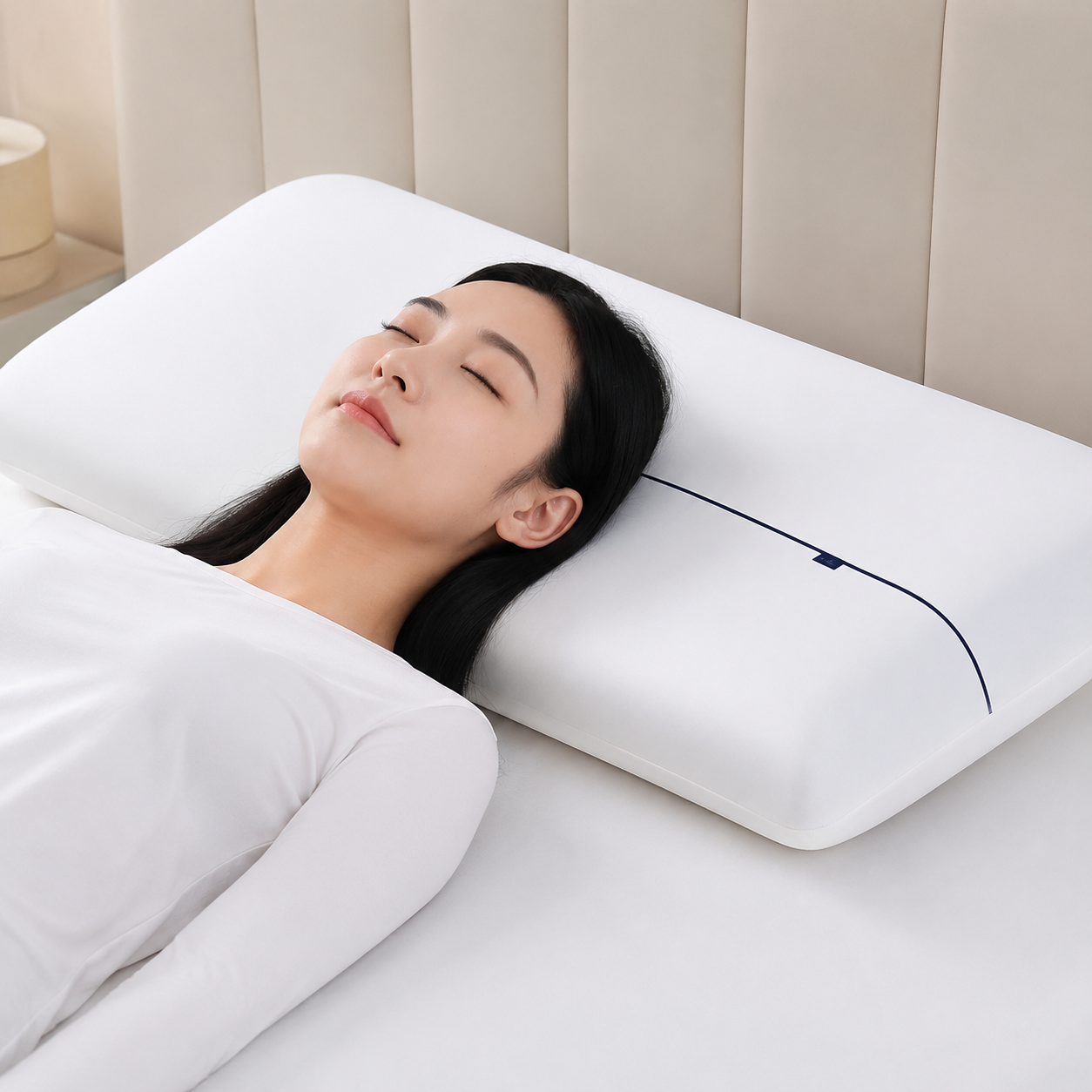 Beige Deep Sleep Slow Rebound Memory Foam Pillow with Washable Cover and view 6