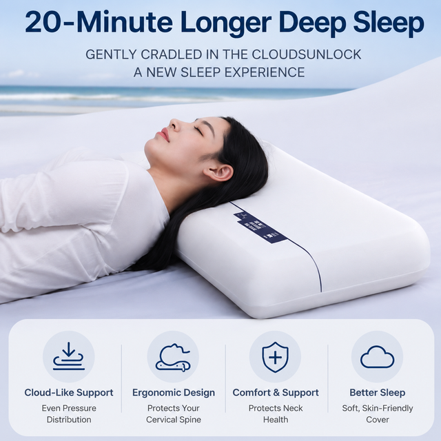 White Deep Sleep Slow Rebound Memory Foam Pillow with Washable Cover and view 2
