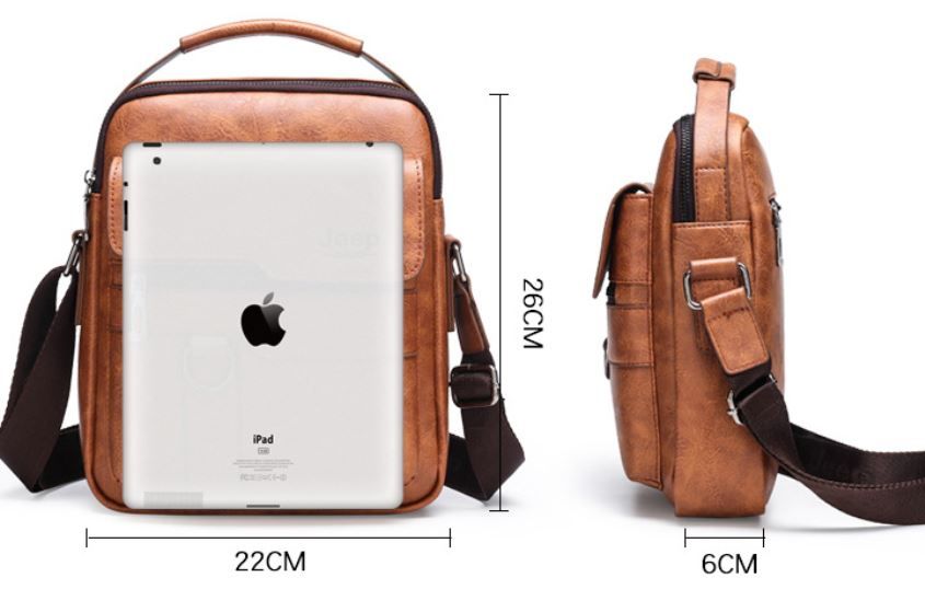4PCS Khaki Retro Business Casual Bag Set with Soft PU Leather Messenger Bag view 7