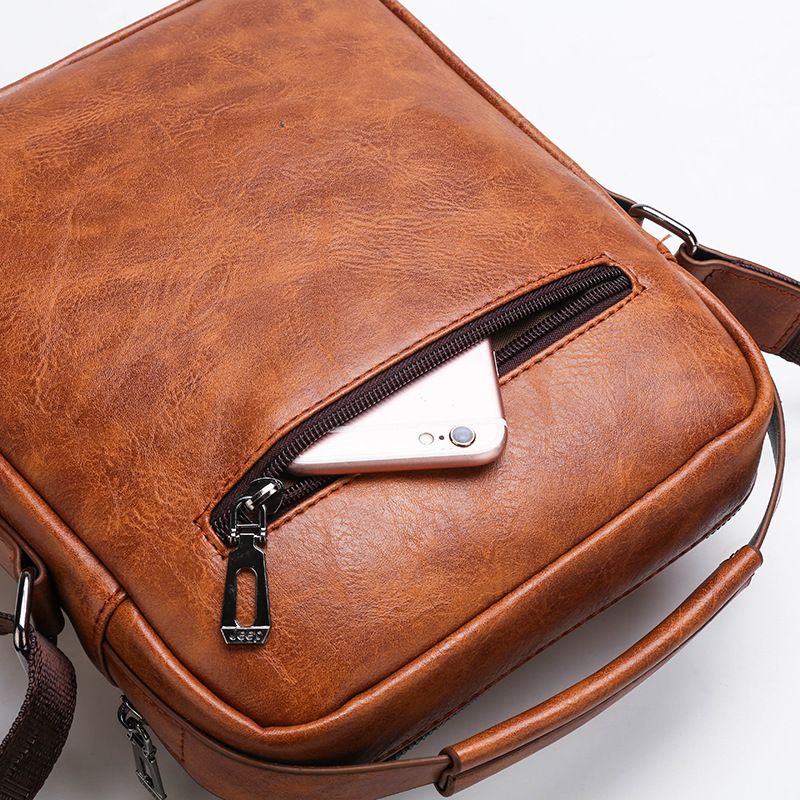 4PCS Black Retro Business Casual Bag Set with Soft PU Leather Messenger Bag view 5
