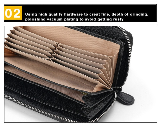 Pink Genuine Leather Women's Long Wallet with RFID Blocking & Hidden NFC view 7