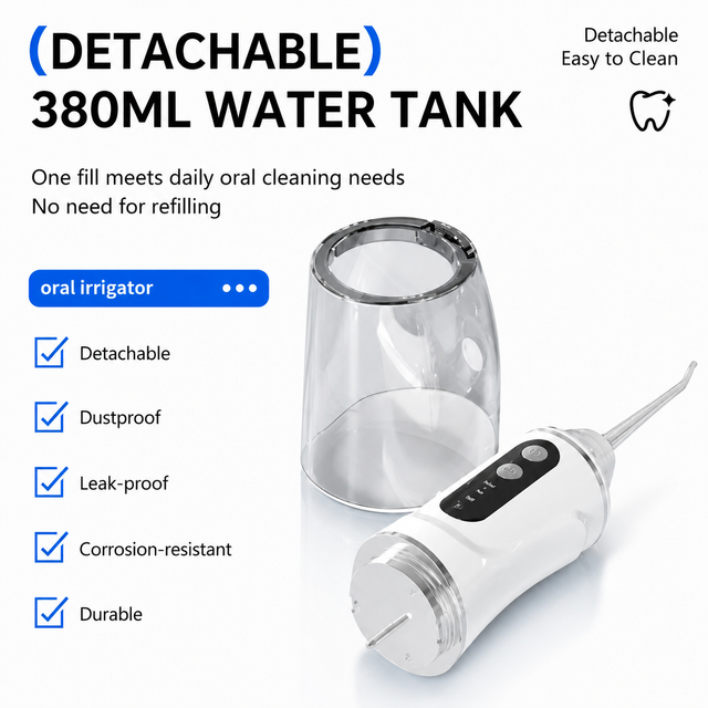White Rechargeable Water Flosser Oral Irrigator with 3 Pressure Modes & 4 view 5