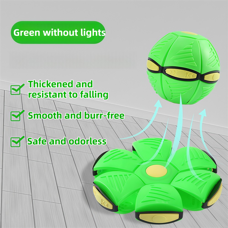 Green LED Transforming Flying Disc Ball Toy with Music & No Light - Soft EVA