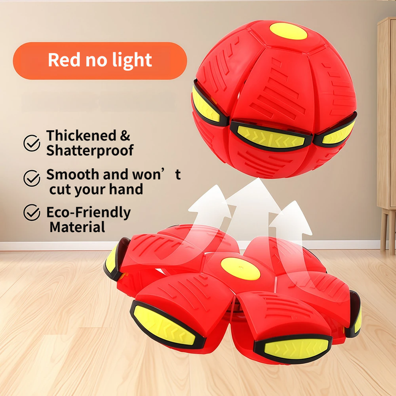 Red LED Transforming Flying Disc Ball Toy with Music & No Light - Soft EVA