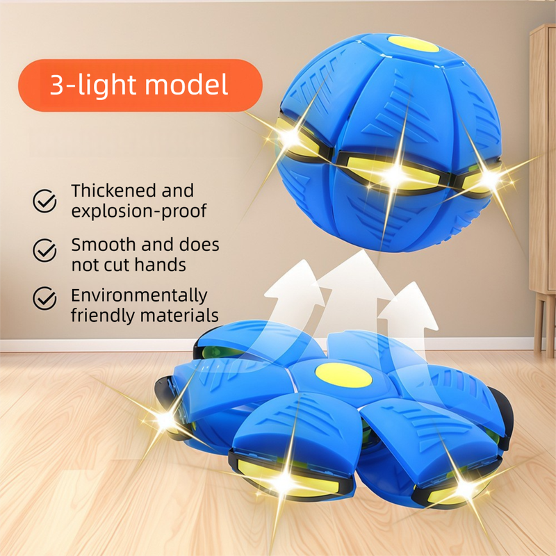 Blue LED Transforming Flying Disc Ball Toy with Music & 3 Light - Soft EVA