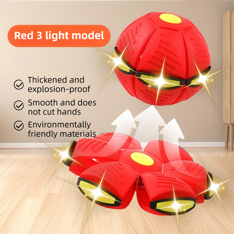 Red LED Transforming Flying Disc Ball Toy with Music & 3 Light - Soft EVA