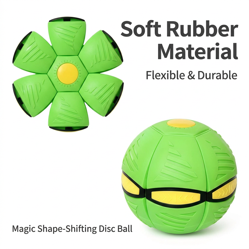 Green LED Transforming Flying Disc Ball Toy with Music & 6 Light - Soft EVA view 4