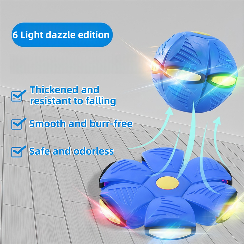 Blue LED Transforming Flying Disc Ball Toy with Music & 6 Light - Soft EVA
