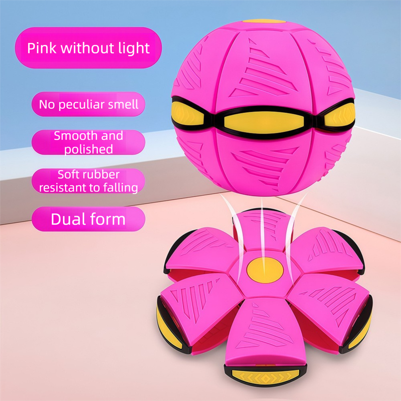 Pink LED Transforming Flying Disc Ball Toy with Music & No Light - Soft EVA