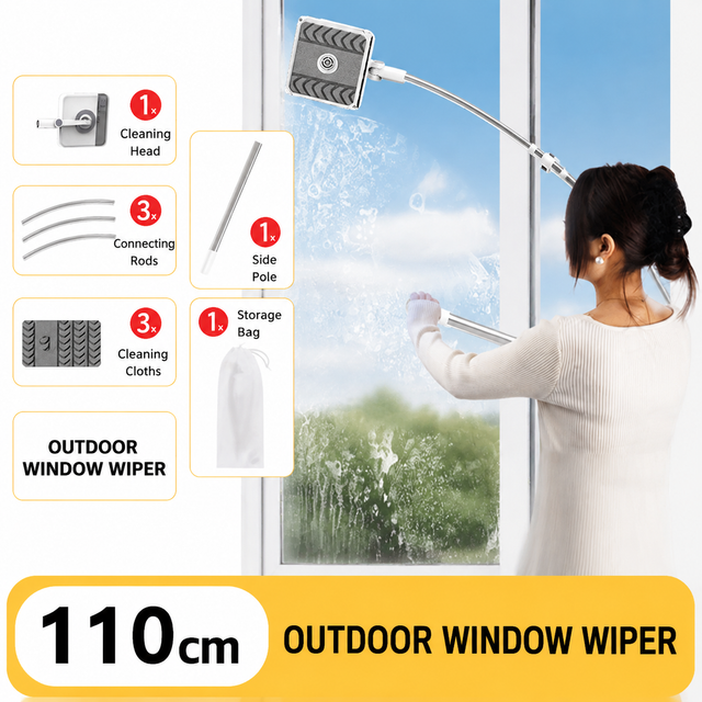 Lightweight Interior & Exterior Window Cleaner with 110cm Extendable Aluminium view 2