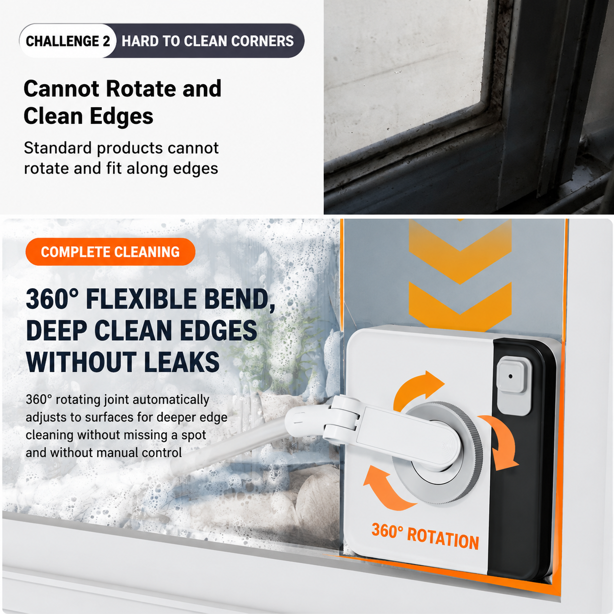 Lightweight Interior & Exterior Window Cleaner with 110cm Extendable Aluminium view 4
