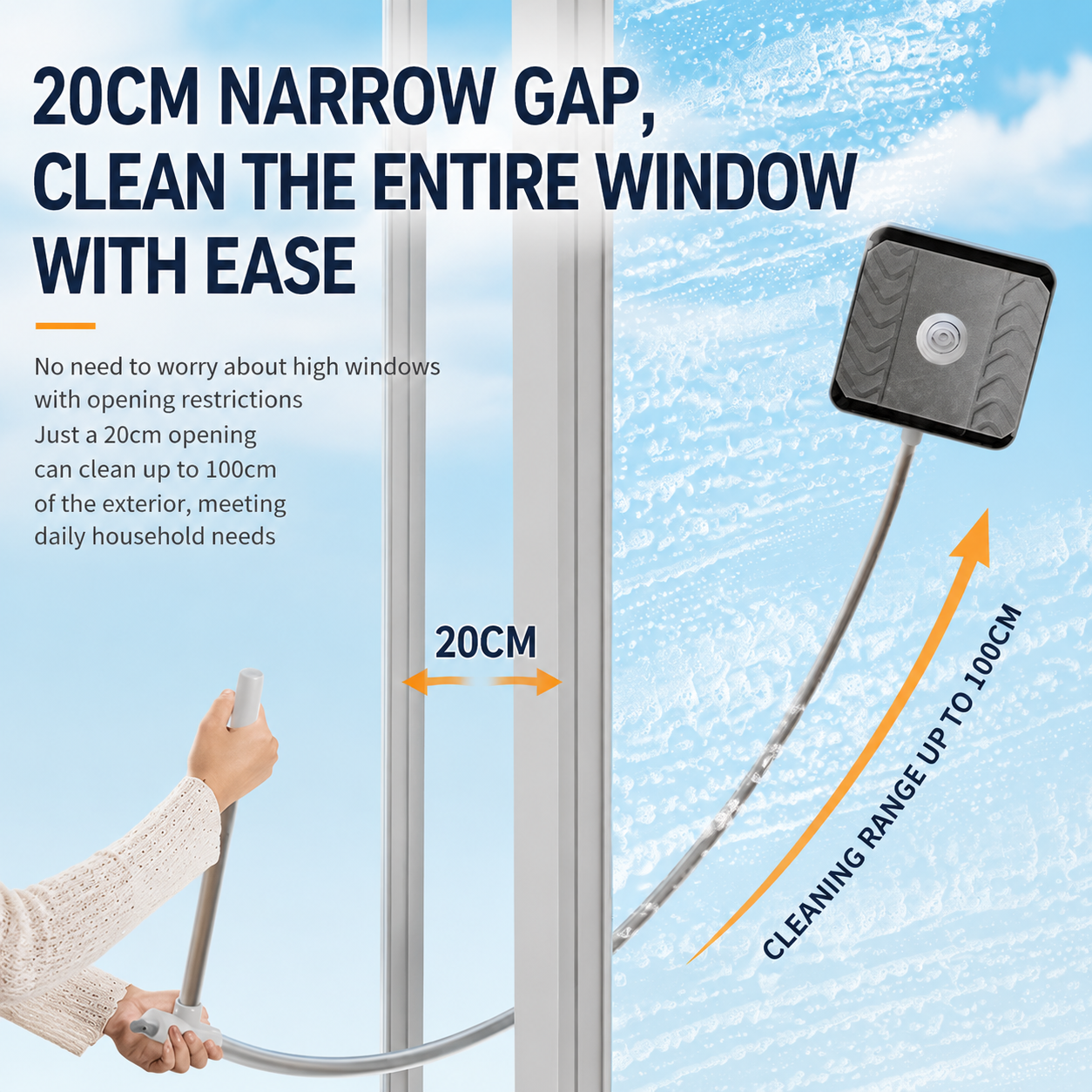 Lightweight Interior & Exterior Window Cleaner with 110cm Extendable Aluminium view 5