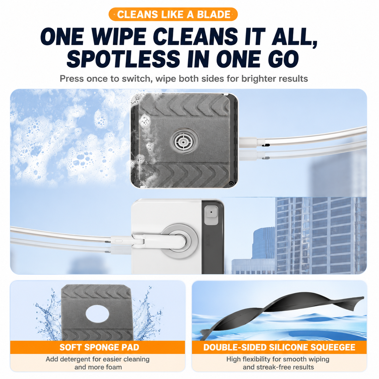 Lightweight Interior & Exterior Window Cleaner with 160CM Extendable Aluminium view 3