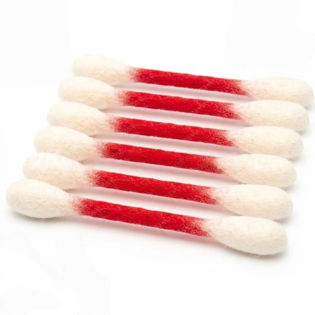 6 Pack Red Cotton Swab Stick Cat Toys with Catnip - Durable for Chew
