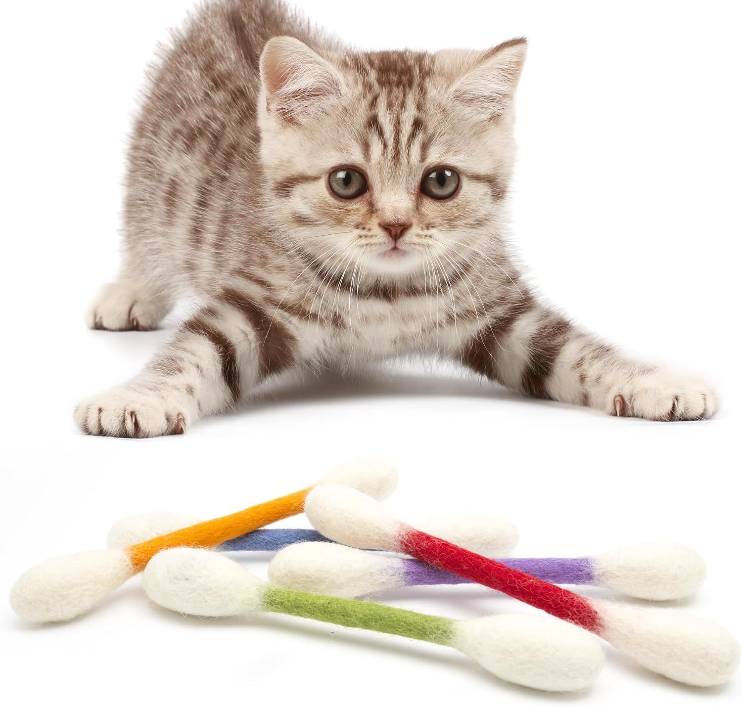 12 Pack Green Cotton Swab Stick Cat Toys with Catnip - Durable for Chew view 4