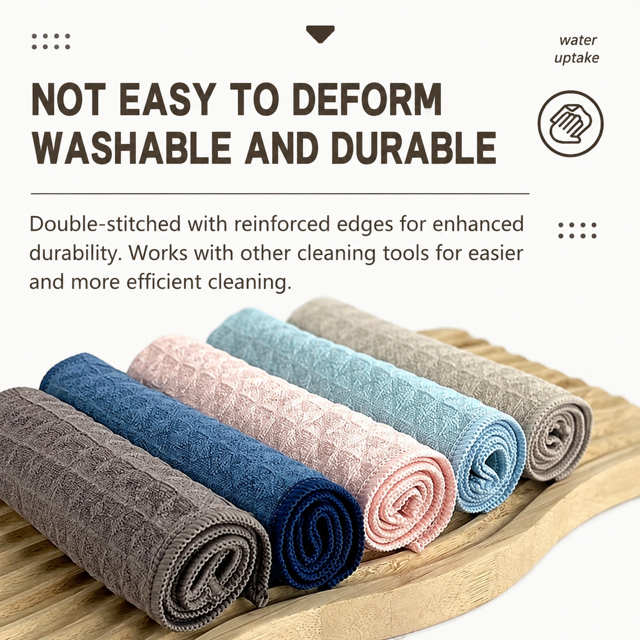 5 Pack Microfibre Waffle Cleaning Rag Set - Super Absorbent Durable Kitchen view 4