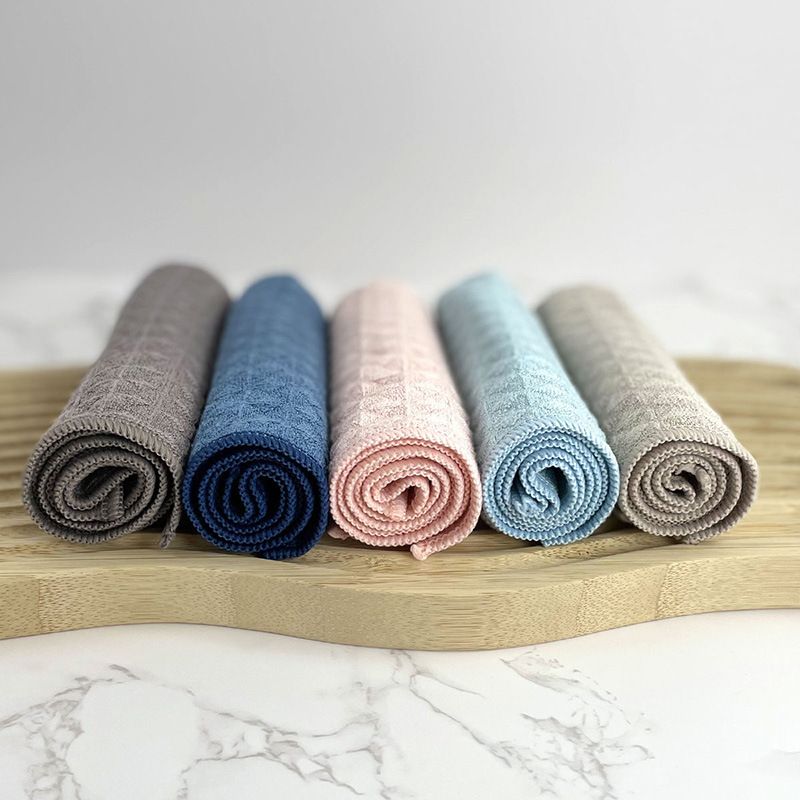 5 Pack Microfibre Waffle Cleaning Rag Set - Super Absorbent Durable Kitchen view 5