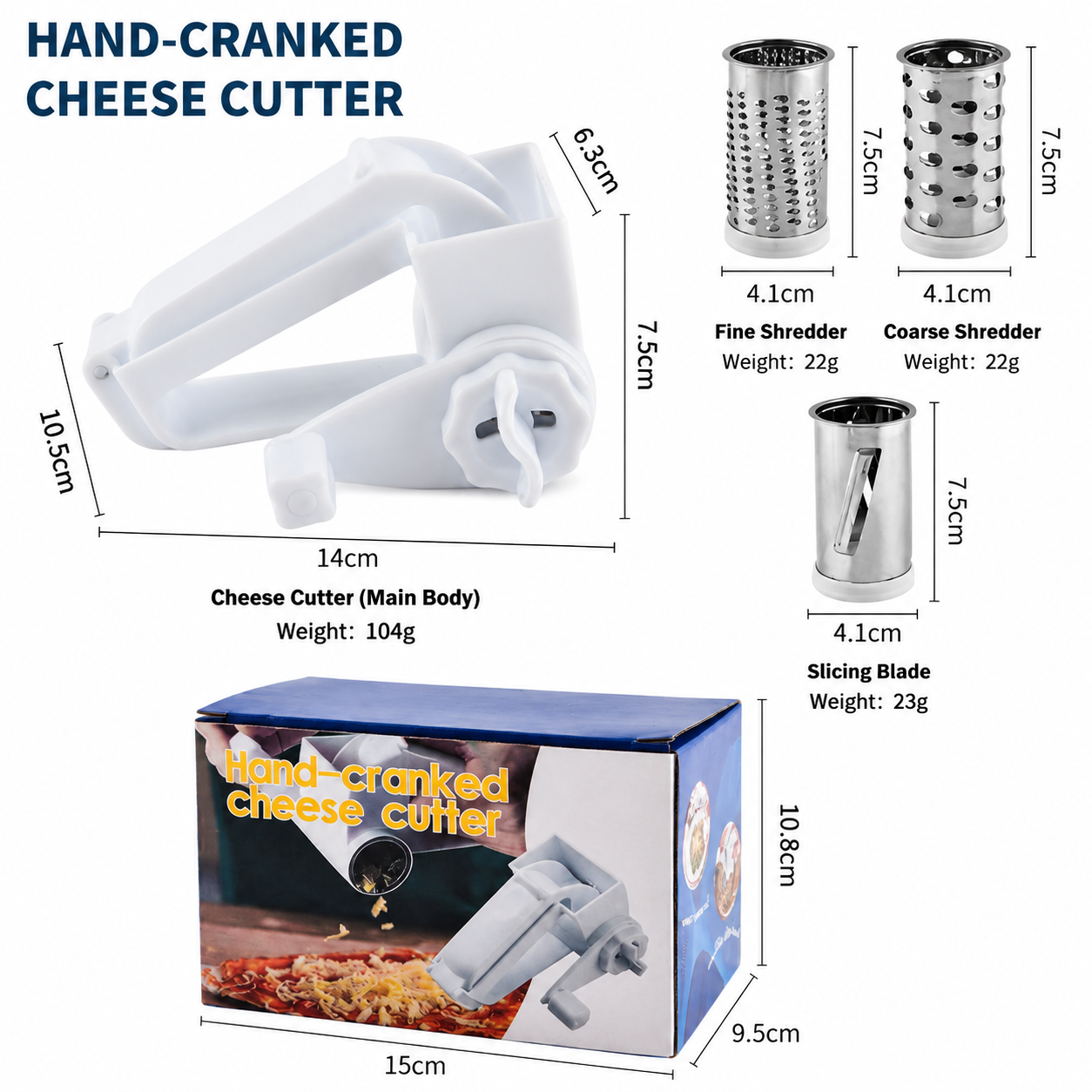 Rotary Cheese Grater with Stainless Steel Blade and Safe Top Pressing Cover view 6