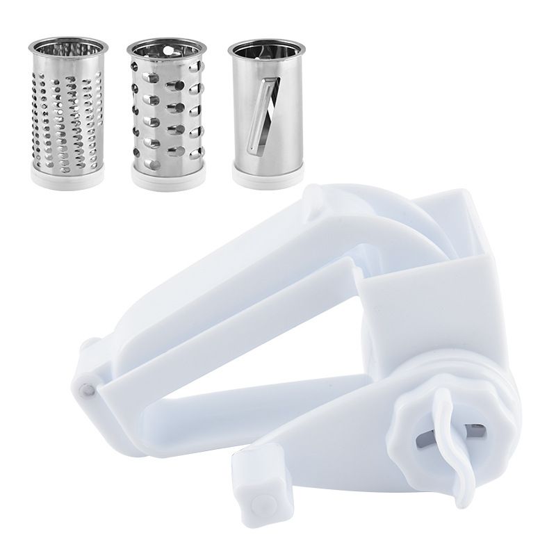 Rotary Cheese Grater with 3 Stainless Steel Blades and Safe Top Pressing Cover view 2
