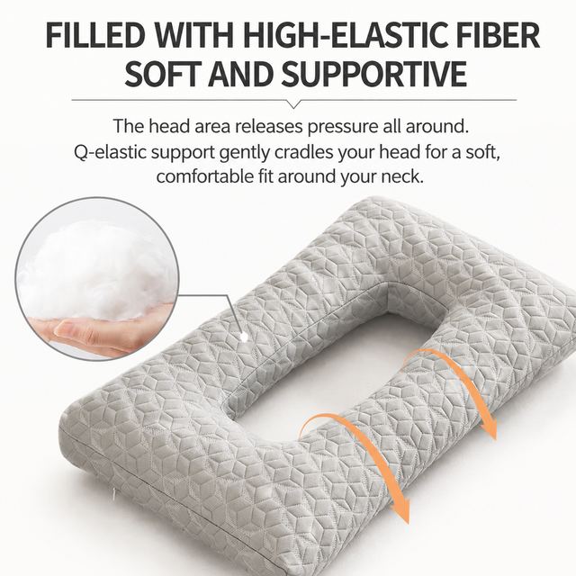 Extra Large 3D Knitted Ergonomic Ear Protection Pillow with Hollow Ear Relief view 5