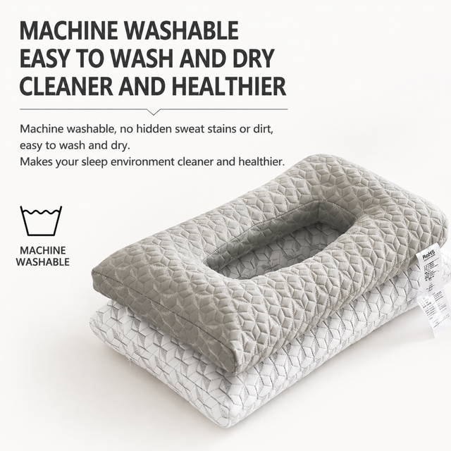 3D Knitted Ergonomic Ear Protection Pillow with Hollow Ear Relief Design & view 4
