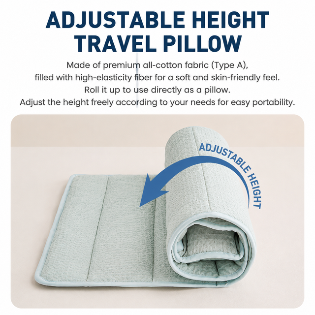 2-in-1 Blue Adjustable Travel Towel Pillow Integeatd 60 x 140CM Foldable view 2