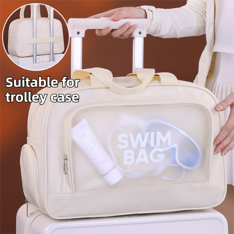 Black Durable Waterproof Swim Bag with Shoe Compartment & Wet Dry Separation view 5