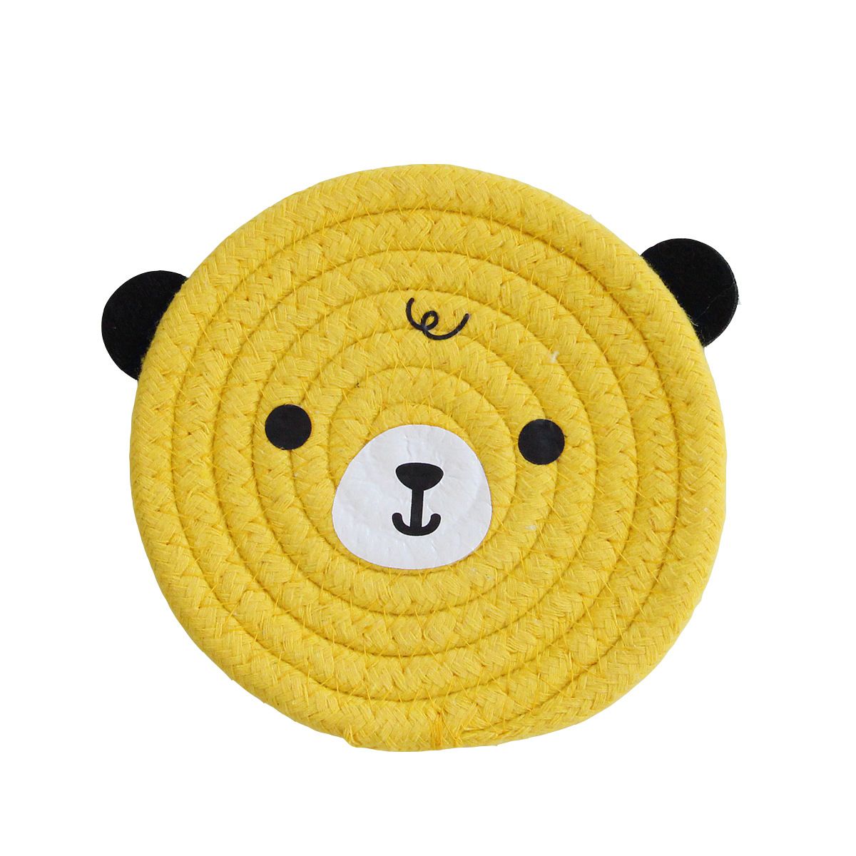 4PCS Yellow Cute Bear Woven Cotton Coasters — image 1