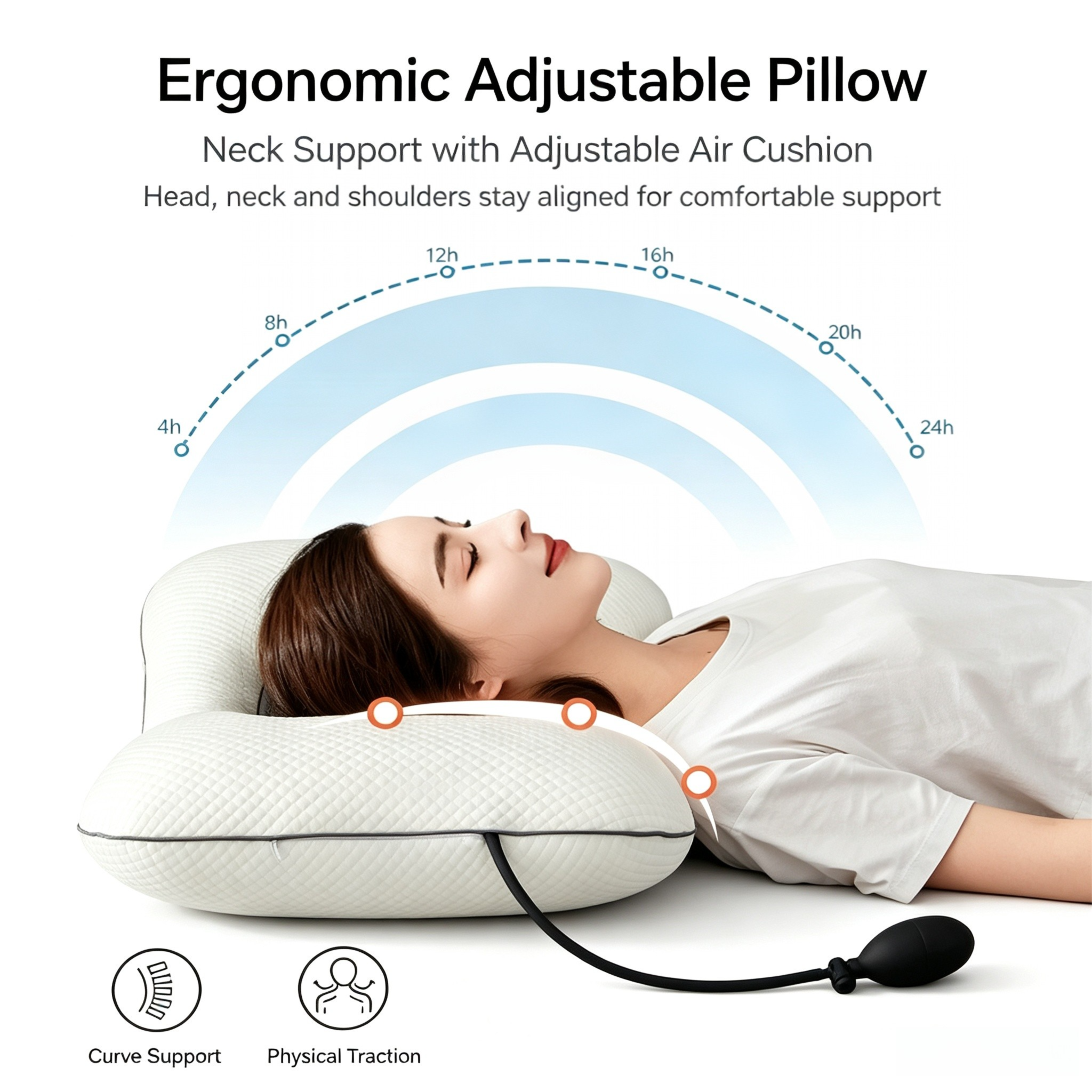 Grey Airbag Adjustable Cervical Neck Support Pillow - All Reason High view 3
