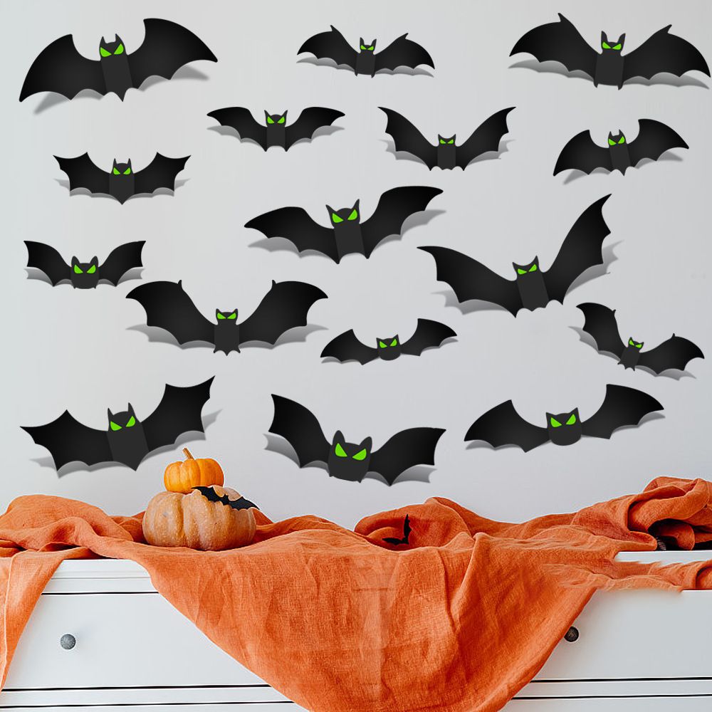3D Glow in The Dark Bat Wall Decors Set for Halloween Party Home Spooky