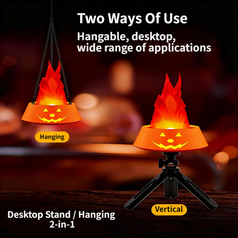 Style-1 LED Halloween Pumpkin Lantern and Simulated Silk Flame Blowing Light view 5