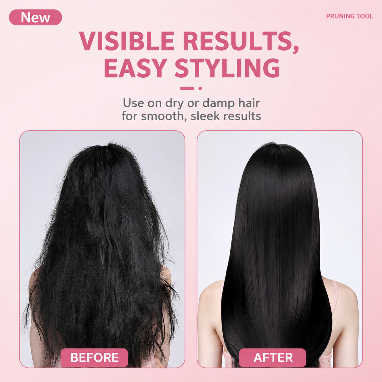 2 in 1 Pink Mini Split End Hair Trimmer and Straightening Comb - Cordless USB view 3