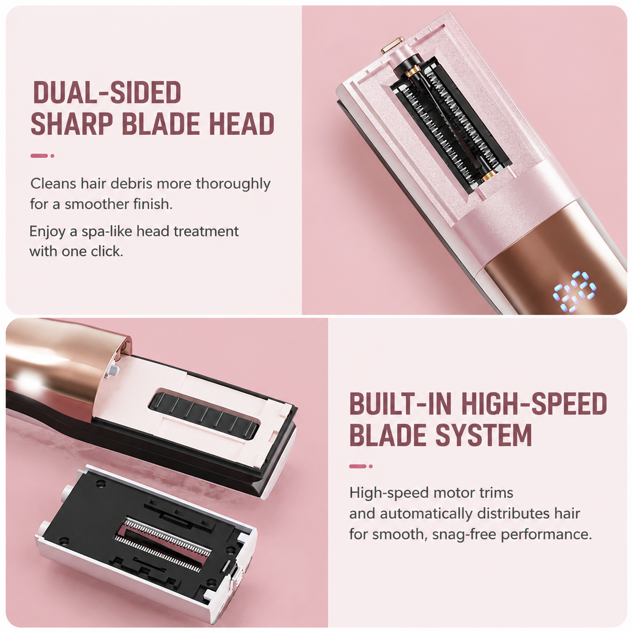 2 in 1 Pink Mini Split End Hair Trimmer and Straightening Comb - Cordless USB view 5