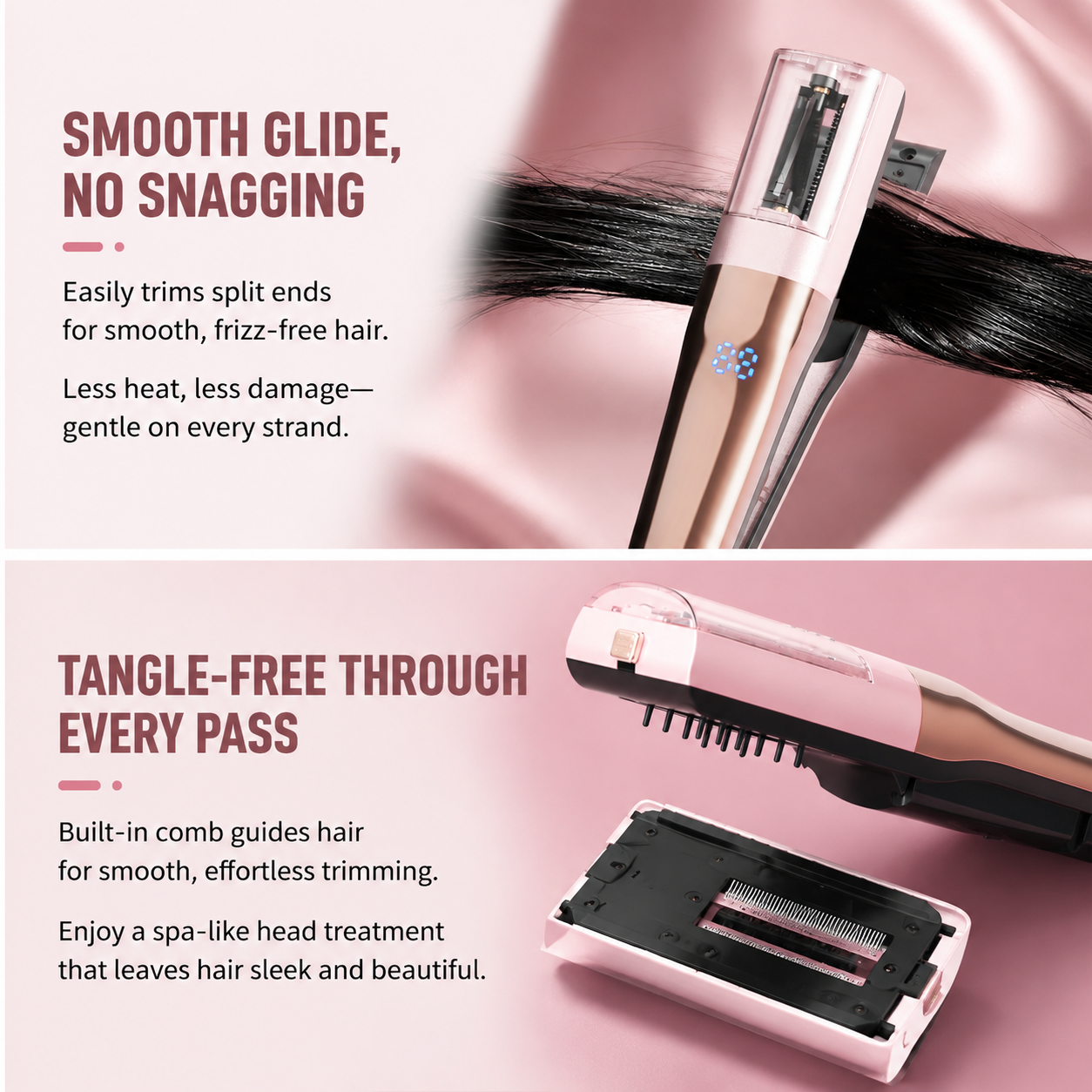 2 in 1 Purple Mini Split End Hair Trimmer and Straightening Comb - Cordless view 4