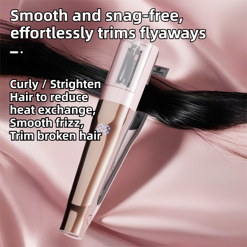 2 in 1 Black Mini Split End Hair Trimmer and Straightening Comb - Cordless USB view 2